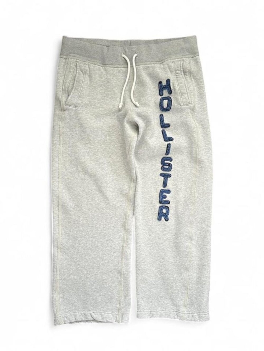 Vintage Y2K Hollister Grey Sweatpants Embroidered Parch Letters Logo Small